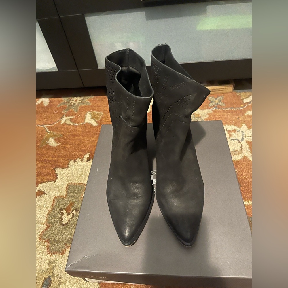 Vince Camuto Black Pointed Toe Ankle Boots - Women's Fashion Booties
